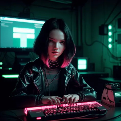 a close up of a person typing on a keyboard in a dark room