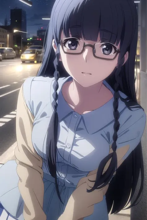 setsunashimazaki, <lora:setsuna shimazaki s1-lora-nochekaiser:1>,
setsuna shimazaki, long hair, bangs, (black eyes:1.5), black hair, braid, glasses, blunt bangs, twin braids, semi-rimless eyewear, under-rim eyewear,
BREAK shirt, blue shirt, collared shirt,...