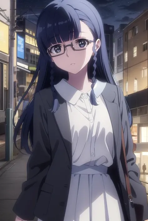 setsunashimazaki, <lora:setsuna shimazaki s1-lora-nochekaiser:1>,
setsuna shimazaki, long hair, bangs, (black eyes:1.5), black hair, braid, glasses, blunt bangs, twin braids, semi-rimless eyewear, under-rim eyewear,
BREAK shirt, blue shirt, collared shirt,...