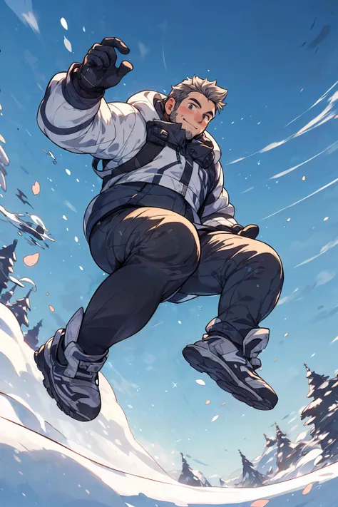 [skiing with empty hands], snow, anime artwork, [blue-golden theme], (dynamic pose:1.2), [Riding on snowboard],
(8K, HDR, best quality, highres, absurdres:1.2), specular lighting, radiosity, (establishing shot), (motion blur),
[Blush:0.7], [slightly frown]...