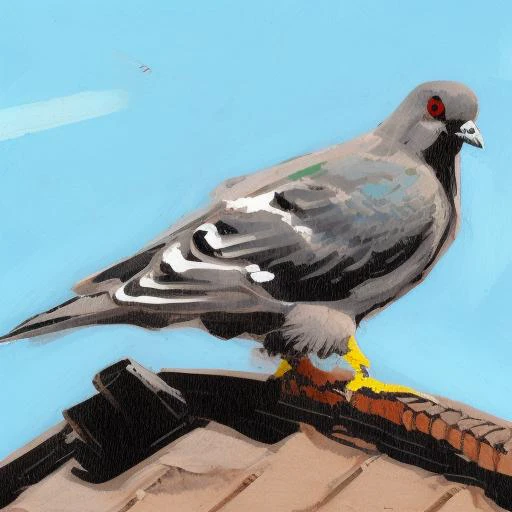 an aged, deteriorated, very detailed illustration of a pidgeon in a rooftop, ink line drawing covered with gouache, brushstrokes, in the style of llbrbs_02 <lora:add_detail:1>