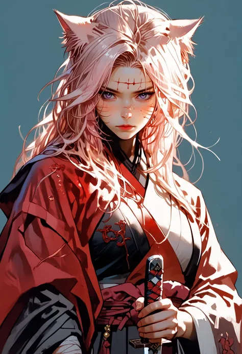 anime girl with pink hair and a sword in her hand