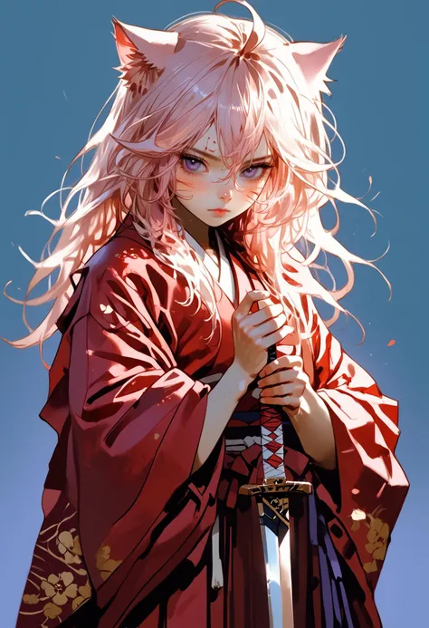 anime girl with pink hair and a sword in her hand