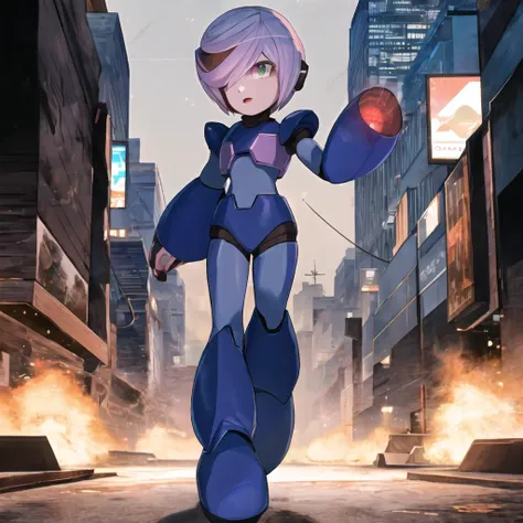 anime character in a city with a red ball in her hand