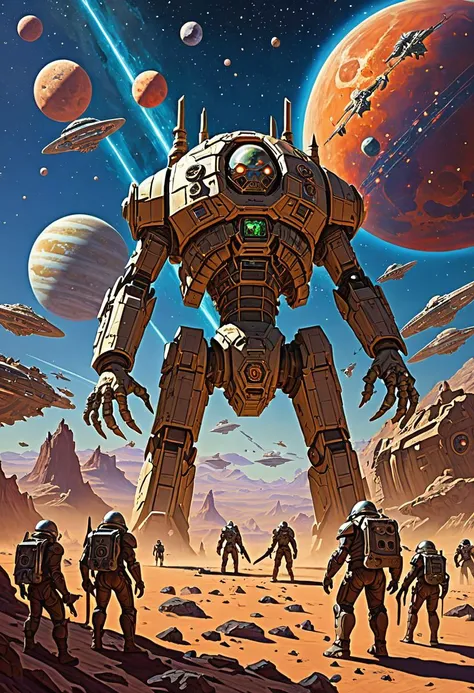 lovecraftian horror In the far reaches of our galaxy, a grand assembly of cosmic warriors has gathered to confront a malevolent extraterrestrial force that looms ominously in the background. The colossal entity threatens to wreak havoc across the stars, an...