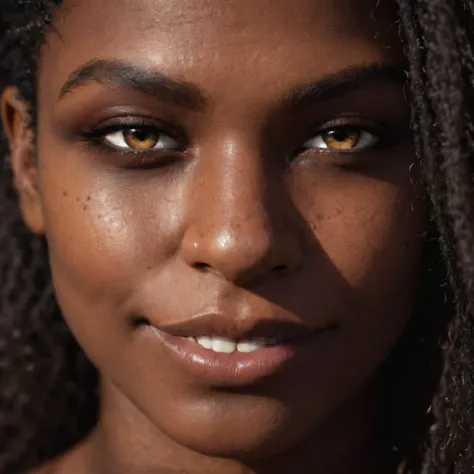 (source_realistic), 18yo african woman , close up, shadows, perfect face, nighttime,dark photo,grainy,dimly lit,seductive smirk,harsh camera flash, grainy, highly detailed, (freckles:0.5), (skin texture), (background town), (snub nose)