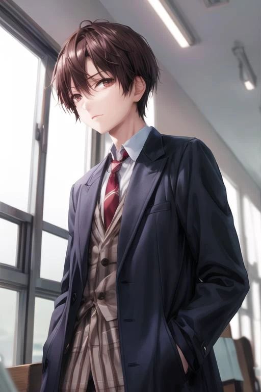 masterpiece, best quality, ultra-detailed, illustration, 1boy, solo, male focus, looking at viewer, , depth of field, <lora:yuuta_kadowaki:0.72>, yuuta_kadowaki, , coat