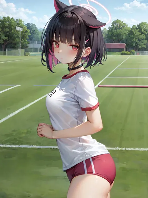 anime girl in a short skirt and a white shirt on a tennis court