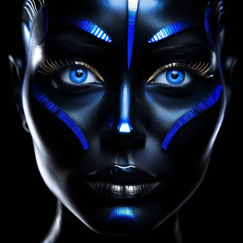 <lora:FF-WoMM-XL-FA-v0208-TE:1>, a close up of a womans face with blue eyes, futuristic woman portrait, portrait of metallic face, attractive sci - fi face, portrait of female humanoid, portrait of a sci - fi woman, portrait of a humanoid alien, close-up p...