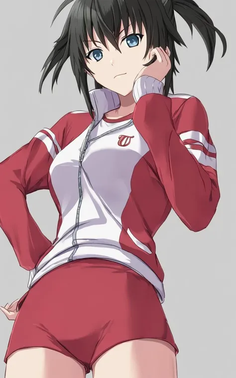 FujiKiseki, <lora:_sdxl-um-tracenjersey:0.7> red track jacket, tracenJerseyBuruma, red buruma