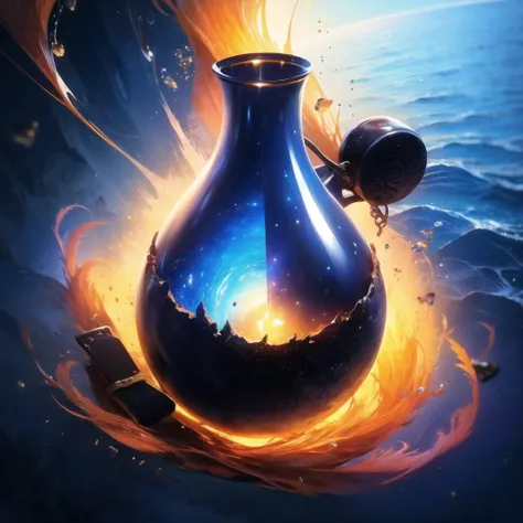 a close up of a vase with a fire inside of it