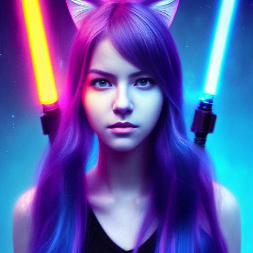 Digital art by Jim Lee, WLOP style, extremely attractive female, holding a lightsaber, sci fi style,  looking at the camera,  perfect face, perfect eyes,,snthwve style,  lisdusk2, nvinkpunk, kairowez