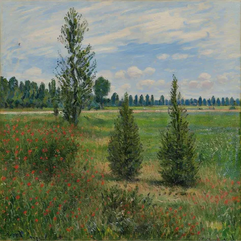 <lora:Monet V1:0.7> Monet V1,  grove of poplar trees