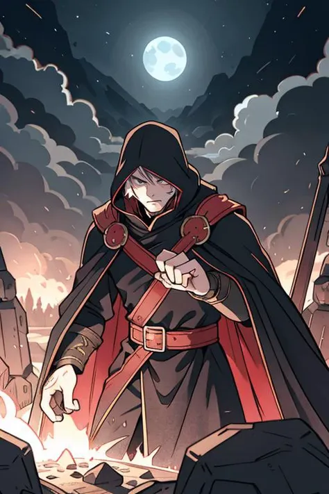 a cartoon of a man in a cloak holding a sword