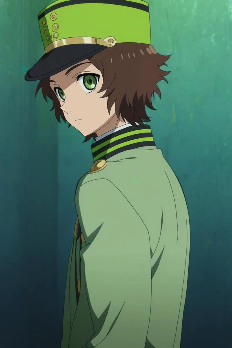 a man in a green uniform and a hat