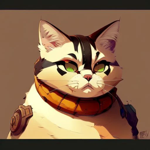 Evang, a chubby cat, digital painting, concept art, sharp focus, illustration, and Greg Rutkowski