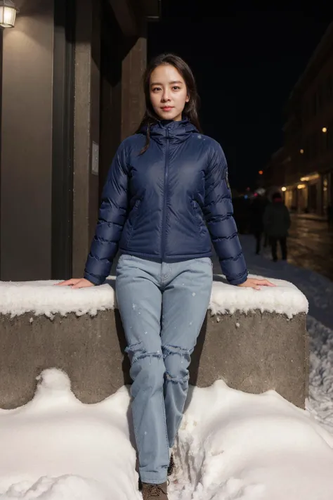 masterpiece, best quality, ultra-detailed, ultra high res, (photorealistic:1.4), raw photo, (realistic:0.2), 8k HDR, realistic lighting, 1girl, solo, sitting, looking at viewer, asymmetrical hair, (detailed oily skin), (detailed face), (winter clothes, pad...