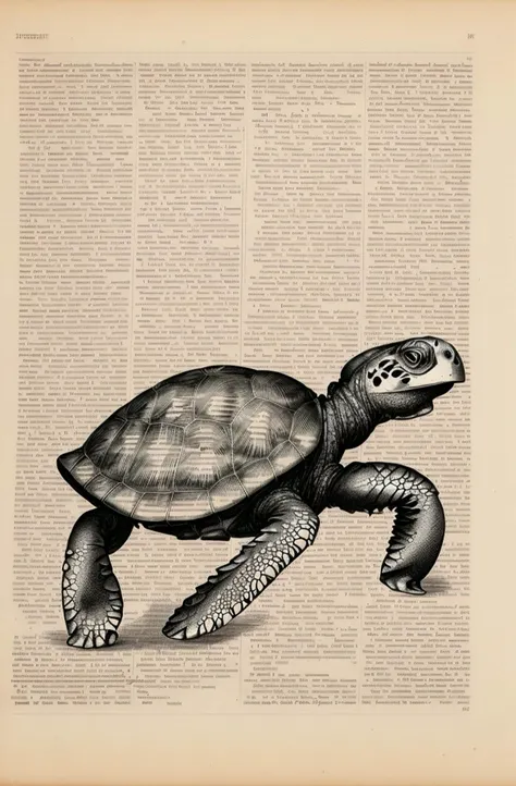 ((a drawing of a Turtle in a dictionary book page with words written, Art & Language, detailed illustration, a mid-nineteenth century engraving, art & language, ))  dictionary_art  ,