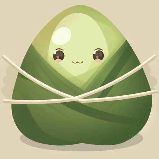 zongzi, cute,green skin, (meat),rice,(meat),<lora:zongzi_v2-cute:1>