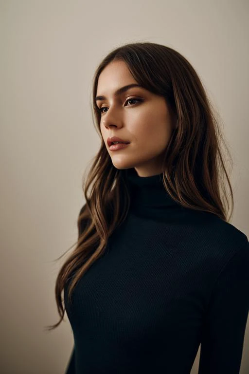 A stunning intricate full color portrait of (sks woman:1), wearing a black turtleneck, epic character composition, by ilya kuvshinov, alessio albi, nina masic, sharp focus, natural lighting, subsurface scattering, f2, 35mm, film grain, <lora:locon_erinmori...