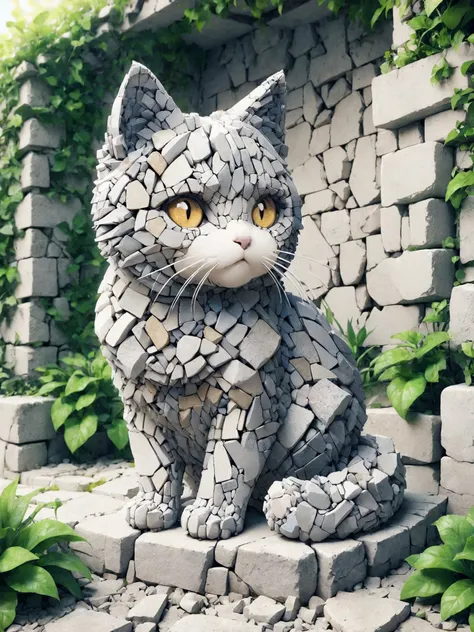 colorful mad-rubble chibi cat in lush garden,   <lora:Rubble_SDXL:0.9>, (masterpiece:1.2), best quality, (hyperdetailed, highest detailed:1.2), high resolution textures