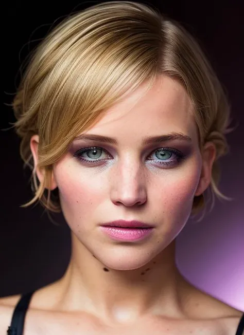 portrait of skswoman, happy , wearing velvet , with Asymmetrical haircut , background fall epic (photo, studio lighting, hard light, sony a7, 50 mm, matte skin, pores, colors, hyperdetailed, hyperrealistic), <lyco:Jennifer Lawrence:1.0>