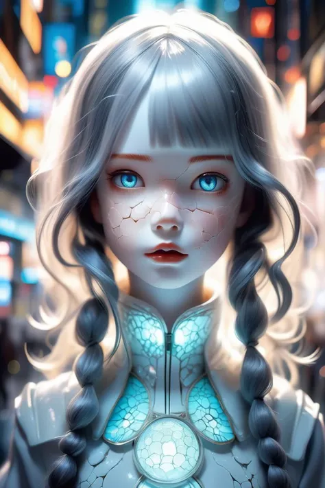 (Understandable Digital Artwork:1.3) of (Visual novel:1.3) ((of (A creepy, life-sized doll with cracked porcelain skin and haunting, glassy eyes. Doll-like whites, cracked grays, and ghostly glows. Uncanny and cursed..:1.3),)), Natural Lighting, Volumetric...