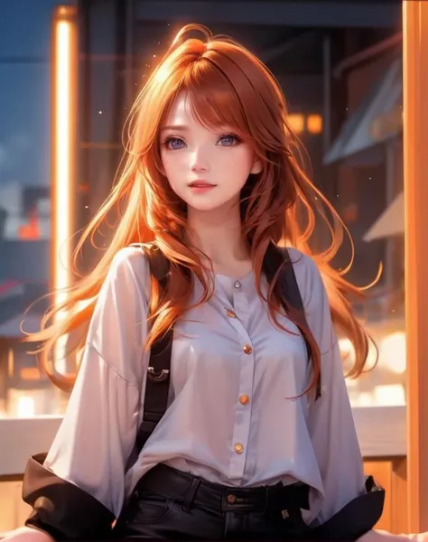 kawaii petite minor 1girl eyeliner skindantation medium breasts  (eyes visible through hair)
orange eyes, 
light multicolored hair, 
very long hair , 
retriever hair, 
wavy hair , 
hair pulled back, 
sideburns , 
:3, 
blush , 
head_tilt standing  
- multic...