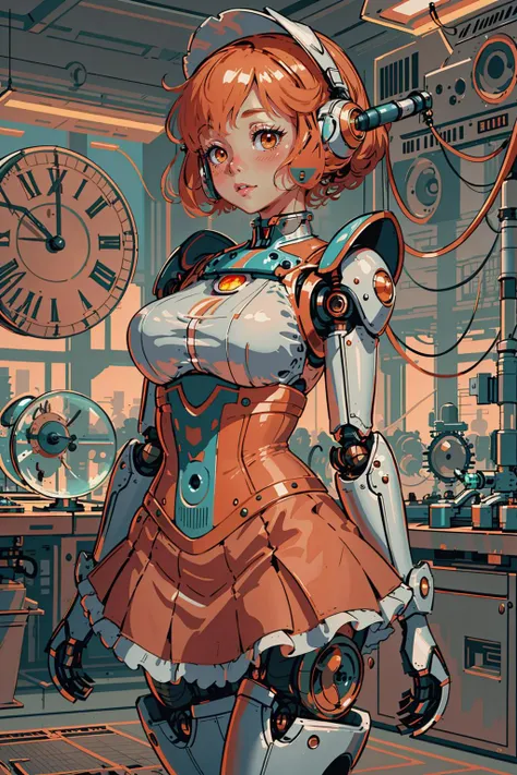 (masterpiece), (best_quality), (ultra-detailed), (illustration), (welcoming), depth of field, 2girls, (country glorious singer:1.3), (in a vast robotics laboratory:1.3), scenery, (full body:1.4), (blush:1.3), , orange eyes, [:sexy, creative costume design:...