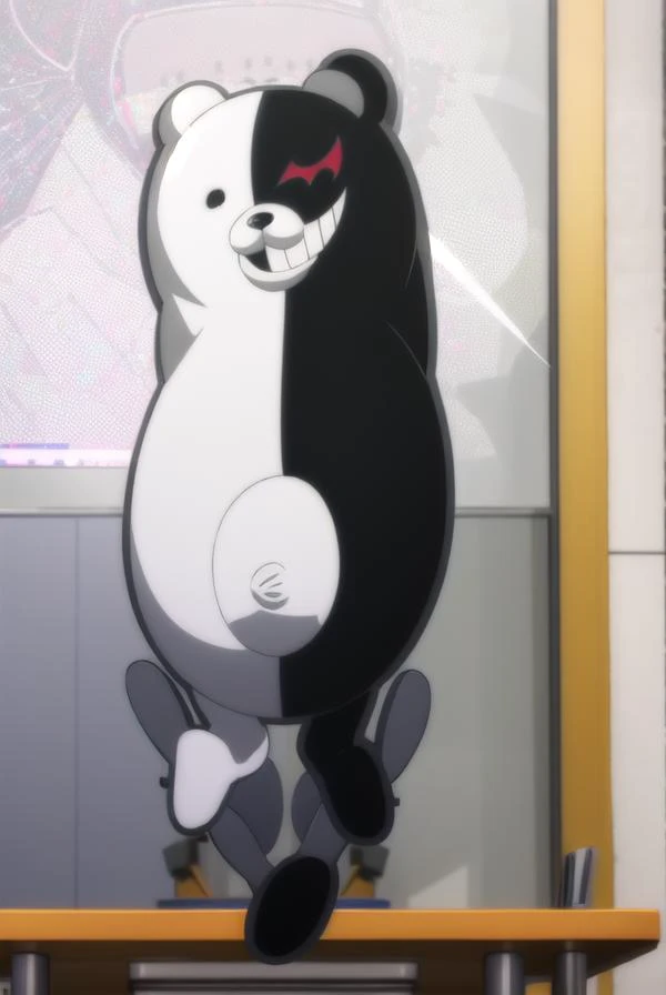 monokuma, <lora:monokuma s1-lora-nochekaiser:1>,
monokuma, smile, teeth, grin, no humans, bear,
BREAK ,
BREAK indoors, classroom,
BREAK looking at viewer