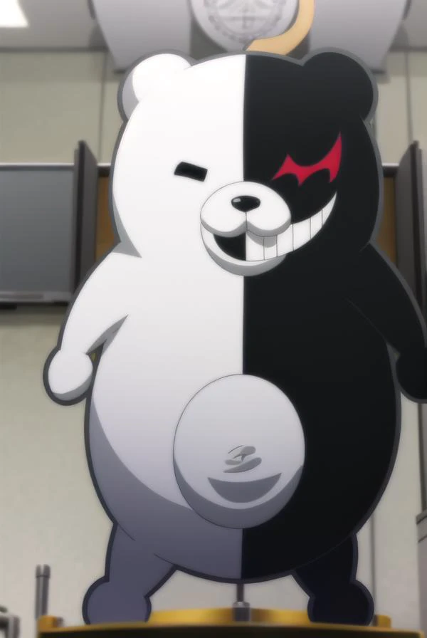 monokuma, <lora:monokuma s1-lora-nochekaiser:1>,
monokuma, smile, teeth, grin, no humans, bear,
BREAK ,
BREAK indoors, classroom,
BREAK looking at viewer