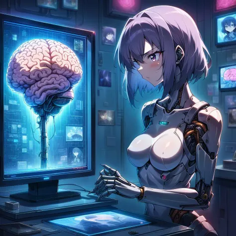 masterpiece, (best quality), highly detailed, ultra-detailed, anime,
display stand for a Kusanagi Motoko with details of brain,
formalin-fixed_brain, 1girl, cyborg girl, upper body, brain in tank, brain and photo, cyberpunk background, Motoko Kusanagi