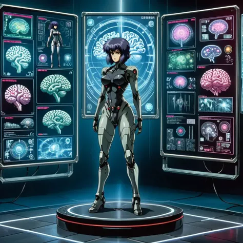 masterpiece, (best quality), highly detailed, ultra-detailed, anime,
display stand for a kusanagi motoko with details of brain,
...