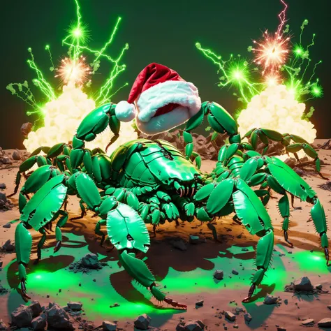 a close up of a crab with a santa hat on its head