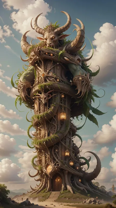 <lora:Hornyfier:1>Hornyfier jack climbing the enormous beanstalk reaching into the clouds horns, (Masterpiece:1.3) (best quality:1.2) (high quality:1.1)