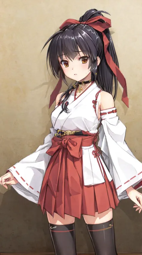 anime girl in a white and red dress and black boots