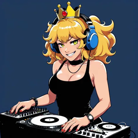 cute comic of (Bowsette) as a DJ, sexy, playing a record, wearing headphones, simple, colorful
<lora:xl_more_art-full_v1:0.7>
<lora:sdxl_cute_social_comic:0.8>