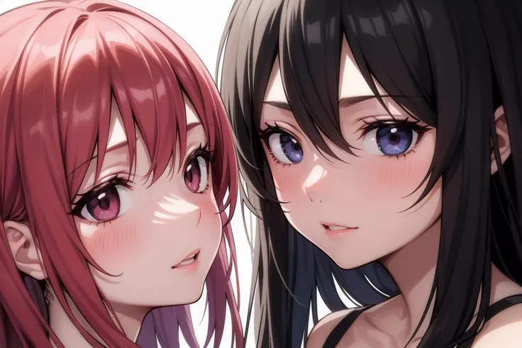 face, skin, detailed face
(((2girls))),