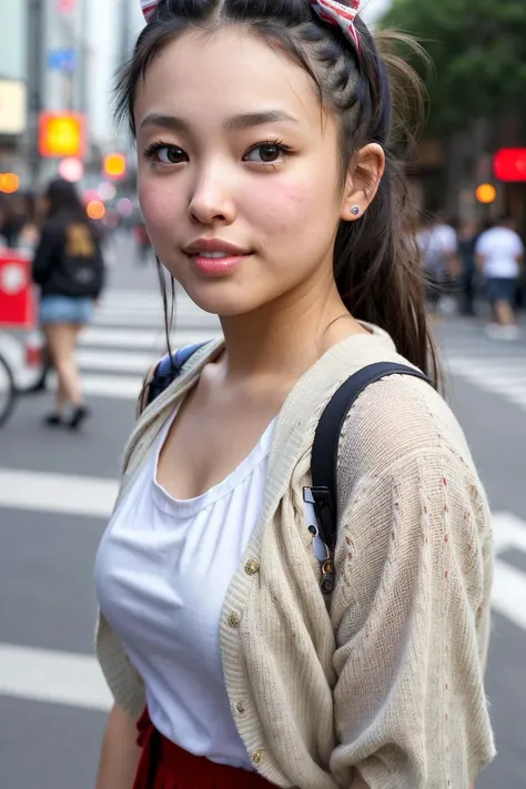 RAW close-up portrait photo, embedding:NakajimaSaki in busy Tokyo street, embedding:fcDetailPortrait