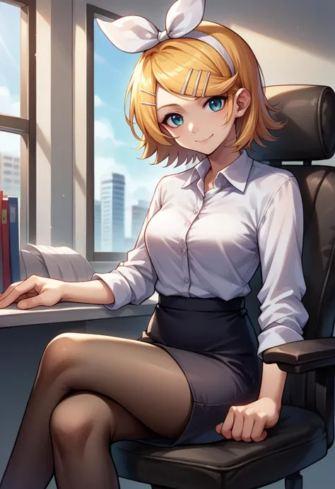 anime girl sitting in a chair with a laptop in her lap