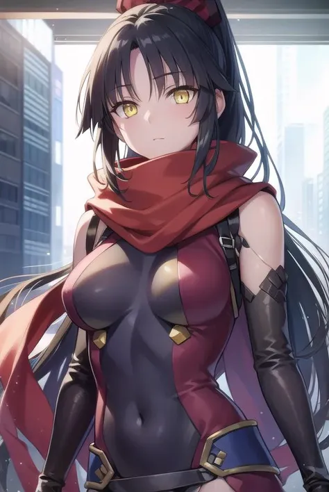 danzoukatou, <lyco:danzoukatou-lyco-nochekaiser:1>,
danzou katou, android, black hair, long hair, ponytail, (yellow eyes:1.5),
BREAK bodysuit, covered navel, elbow gloves, gloves, scarf,
BREAK looking at viewer,
BREAK outdoors,
BREAK <lyco:GoodHands-beta2:...