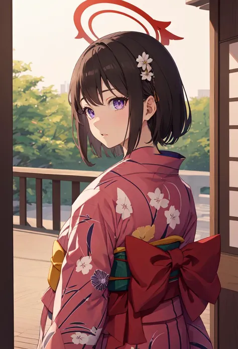 best quality, masterpiece, highres, solo, (mashiro_bluearchive:1.10), (yukata:1.30), (kimono:1.15), 18 <lora:mashiro_bluearchive:0.80>