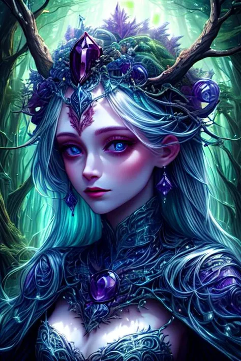 woman in a mythical forest, masterpiece, perfect face, intricate details, horror theme <lora:Celestial_Explorers_SD1.5:1> donmc3l3st14l3xpl0r3rsxl