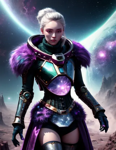 ((best quality)), ((masterpiece)), ((realistic,digital art)), (hyper detailed),Celestial_Explorers_SD1.5 upper body clothing, Cowl Neck, Synth-silk, Synthetic Skin Texture,, Faux Fur, Raglan Sleeves, High-Low Hemline, Empire Waist,  patch,,Pockets,,Two-Pie...