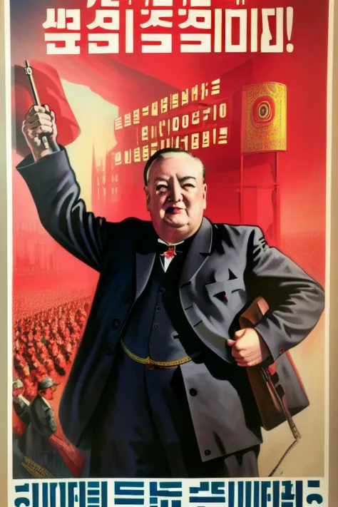 a close up of a poster with a man holding a gun