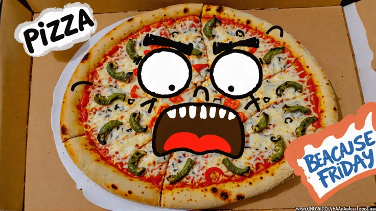 Photo doodle,  pizza mad because its Friday,<lora:EMS-251553-EMS:1.000000>