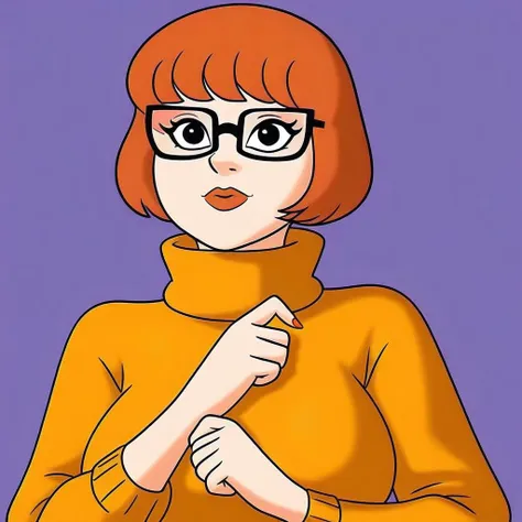 a cartoon of a woman with glasses and a turtle neck sweater