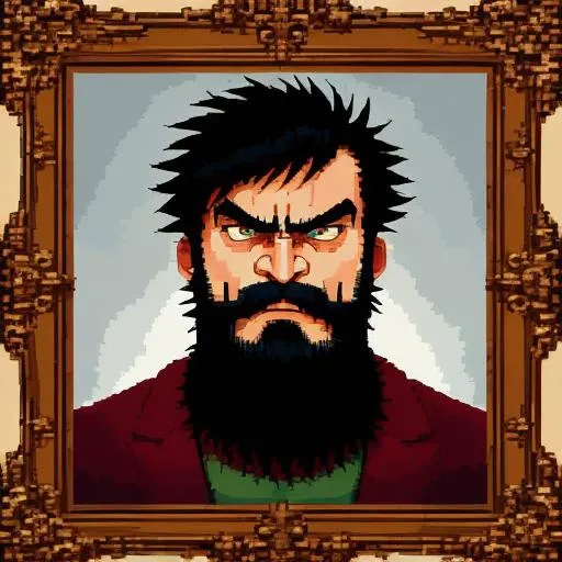 a portrait of beared angry man