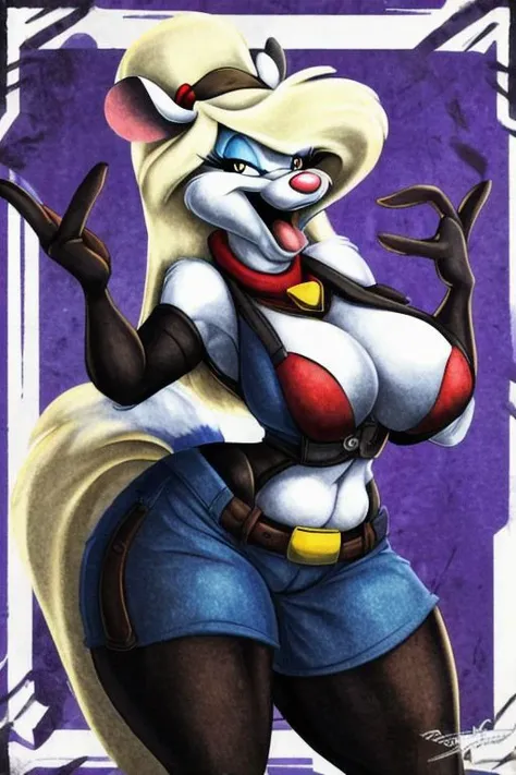 Minerva Mink (Animaniacs), <lora:CowGirl:1>, CWT, heart-shaped pupils, gigantic breasts, ear tag, underboob, sideboob, open mouth, tongue out, curvy, best quality, masterpiece, highres