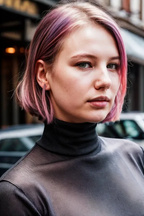 A stunning intricate full color portrait of (sks woman:1), wearing a black turtleneck, epic character composition, by ilya kuvshinov, alessio albi, nina masic, sharp focus, natural lighting, subsurface scattering, f2, 35mm, film grain, <lyco:locon_weronika...